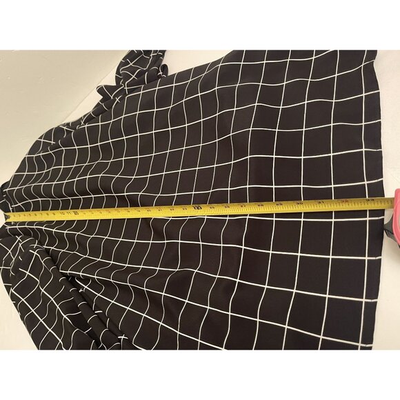 Vtg Women's PLUS Size 14/16 Window Pane-Plaid Tunic Button Up 3/4 Sleeve Shirt - Picture 8 of 8